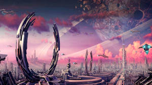 Futuristic City On Another Planet Wallpaper