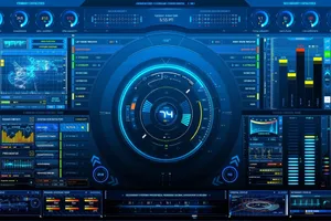 Futuristic Command Center Interface Wallpaper