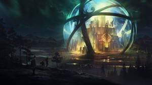 Futuristic Fantasy City Sphere Wallpaper