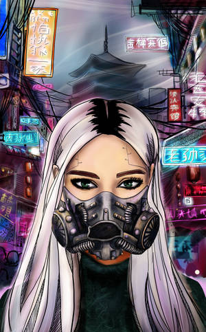 Futuristic Lady In Mask From Cyberpunk Wallpaper