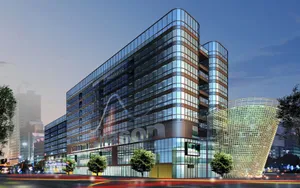 Futuristic Shopping Mall Structure Wallpaper