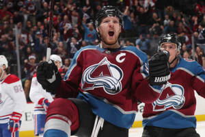 Gabriel Landeskog Cheering Fist Pump Wallpaper