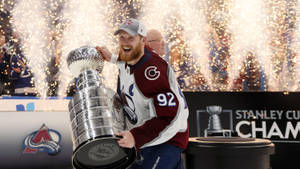 Gabriel Landeskog Jubilant Celebration Wallpaper