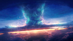 Galactic Blue Wedge Tornado Wallpaper