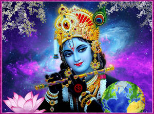 Galaxy Lord Krishna 3d Wallpaper