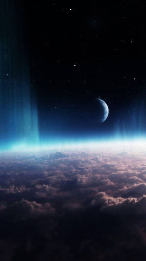 Galaxy Moon View From Above Earth Iphone Wallpaper