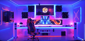 Gaming Room Futuristic Design Wallpaper