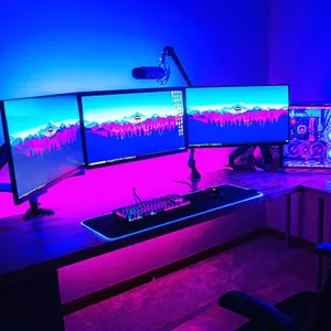 Gaming Room Three Monitors Wallpaper