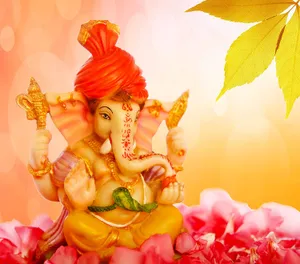 Ganesh 3d With Red Turban Wallpaper