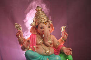 Ganesh 4k Pink Background Wallpaper