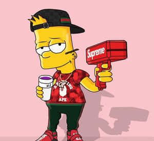 Gangster Bart Simpson In Stylish Street Attire Wallpaper