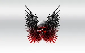 Gangster Skeleton With Lots Of Guns Wallpaper