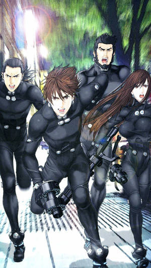 Gantz Characters Running On Streets Wallpaper