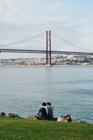 Gay Couple Cuddling Wallpaper
