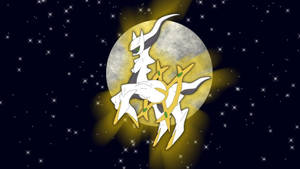 Gazing Up Towards Arceus In The Starry Skies Wallpaper