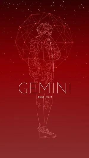 Gemini Zodiac Red Poster Wallpaper