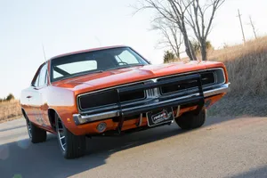 General Lee Car Orange Country Road Wallpaper