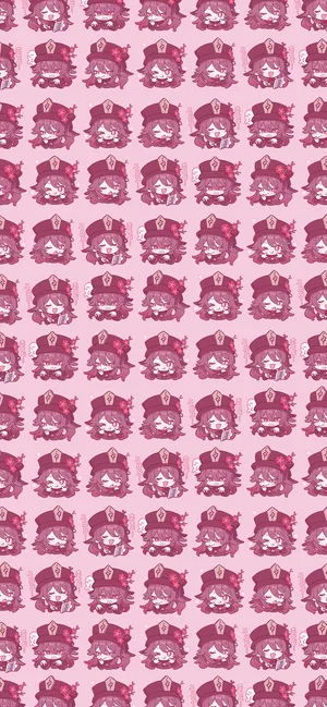 Genshin Impact Hu Tao Pink Pattern Wallpaper