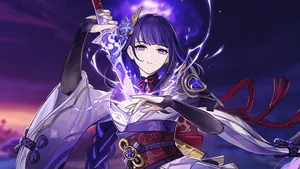 Genshin Impact Raiden Shogun Smiling Wallpaper