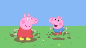 George And Peppa Pig Puddle Wallpaper