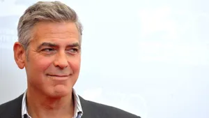 George Clooney Light Blue Background Wallpaper