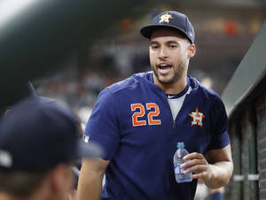 George Springer Houston Astros Holding A Water Bottle Wallpaper