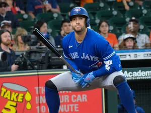 George Springer Toronto Blue Jays Squat Pose Wallpaper