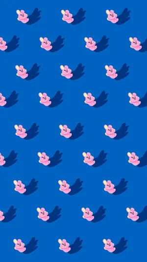Get Inspired With Bt21's Cooky Pattern In Blue Wallpaper
