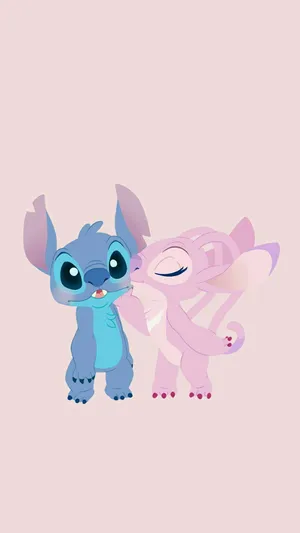 Get Ready For The Ultimate Romcom: Stitch And Angel's Cutest Couple Moment! Wallpaper