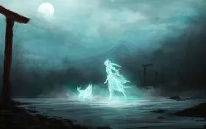 Ghost Girl And Dog Wallpaper