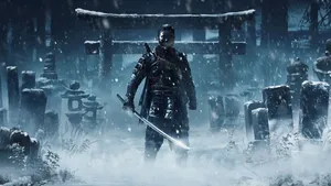Ghost Of Tsushima Jin Sakai In Cemetery 4k Wallpaper
