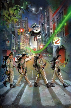 Ghostbusters Characters, Collectively Chasing The Beat. Wallpaper