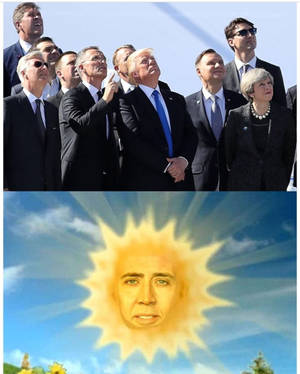 Giant Sun Nicolas Cage Meme Wallpaper