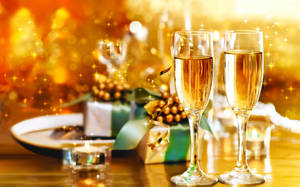 Gifts And Wine For New Year Wallpaper