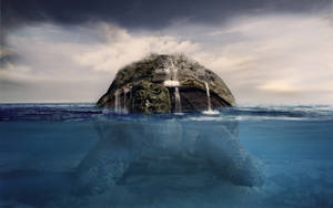 Gigantic Cool Turtle In The Sea Wallpaper