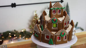 Gingerbread House Three Layered Cake Wallpaper