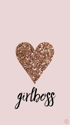 Girl Boss With Glitter Heart Wallpaper