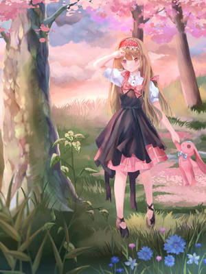 Girl In Forest Anime Art Wallpaper