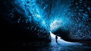 Girl In Ice Cave Wallpaper