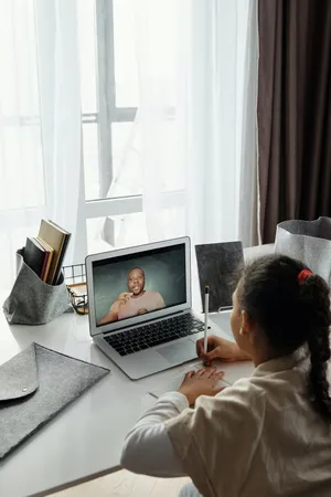 Girl Learning From Laptop Wallpaper