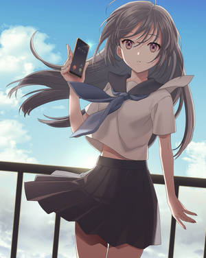 Girl On The Rooftop Anime Phone Wallpaper