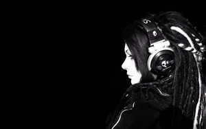 Girl With Black Headphone Wallpaper