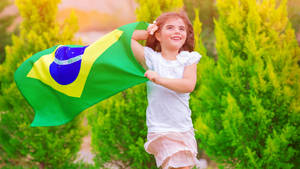 Girl With Brazil Flag Wallpaper