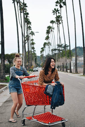 Girls Best Friend Shopping Cart Wallpaper