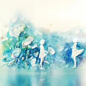 Girls Watercolor Art Blue Wallpaper