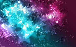 Girly Abstract Neon Purple Blue Stars Wallpaper