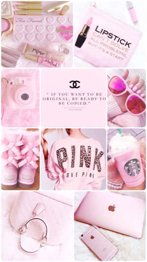 Girly Aesthetic Pink Theme Collage Wallpaper