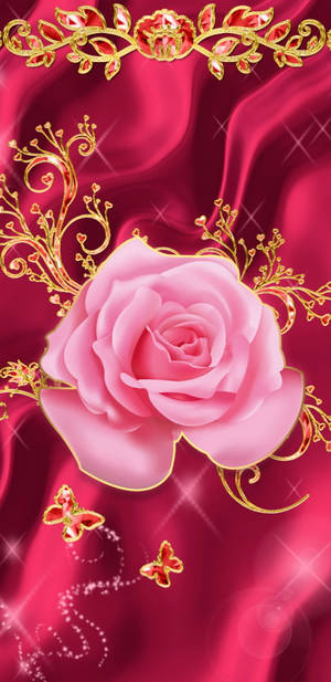 Girly And Sparkly Rose Wallpaper