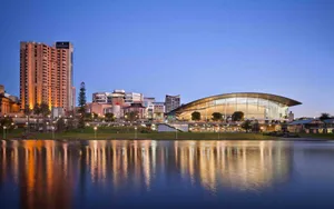 Gleaming Adelaide City Centre At Night Wallpaper