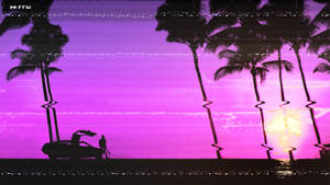 Glitch Hotline Miami Palm Trees Wallpaper